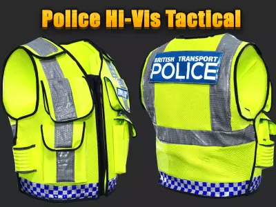 British transport  Police Hi-Vis Tactical Vest Retro Gear UK  Low-poly 3D model