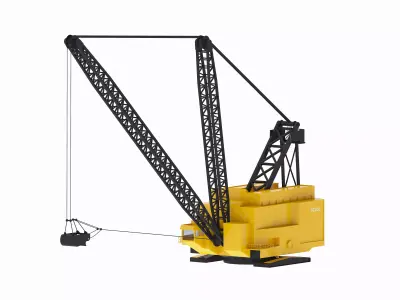 Excavator Dragline Crane 9020 Simplified Low-poly 3D model