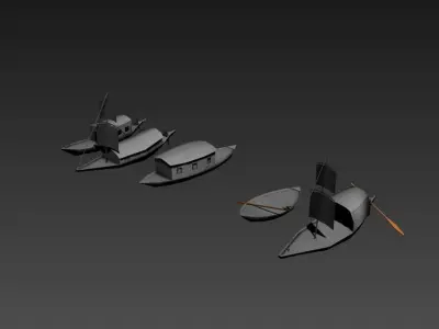 Bangladeshi Nowka Or Boat Low-poly 3D model