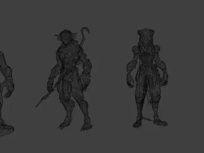 Cyberpunk Beast Hunters LowPoly Low-poly 3D model