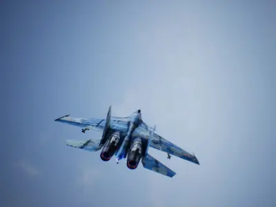 Jet Fighter SU-33D Flanker flight control simulation Low-poly 3D model