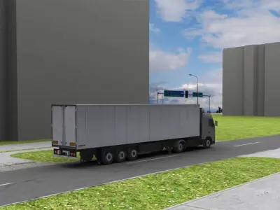 Truck with Trailer 1 Low-poly 3D model