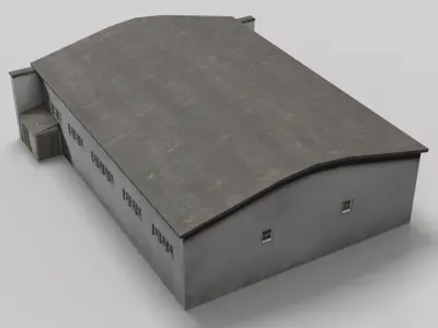 Vintage Aeroclub Aircraft Hangar PBR Real Scale Game  3D model