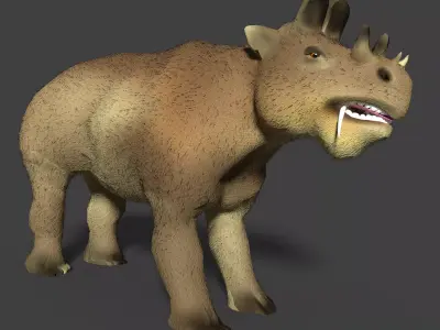 uintatherium 3d rhinoceros Low-poly 3D model