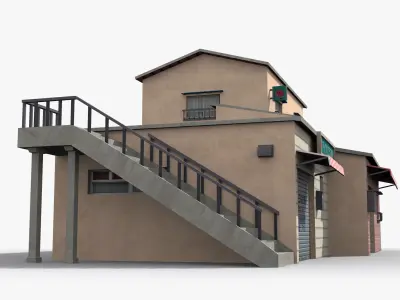 Japanese House x18 Low-poly 3D model