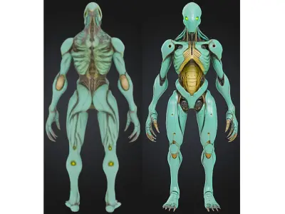 Alien Biomech Android Low-poly 3D model
