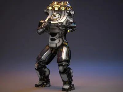 Robot Sci-fi Low-poly 3D model