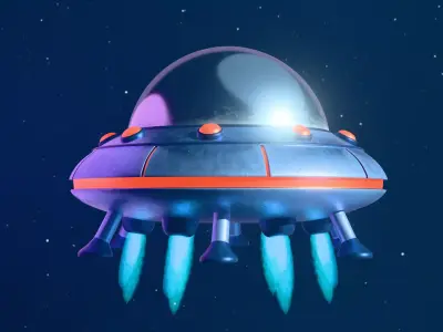 Stylized flying saucer  Low-poly 3D model