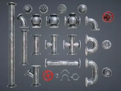 Modular Pipes Low-poly 3D model by Adrian-Kulawik - Low-poly