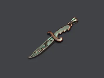 Knife with girl head face pendant 3D print model