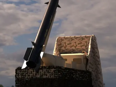 Missile Khalij Fars and Missile launch pad 3D model