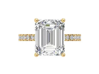 Emerald Solitaire Ring 3D print model 58