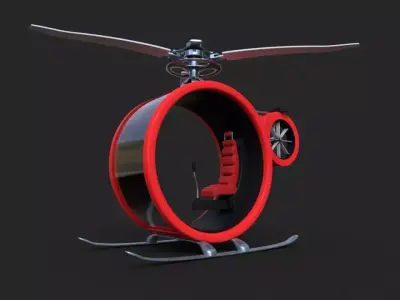 SciFi Helicopter lowpoly 3D Model Low-poly 3D model