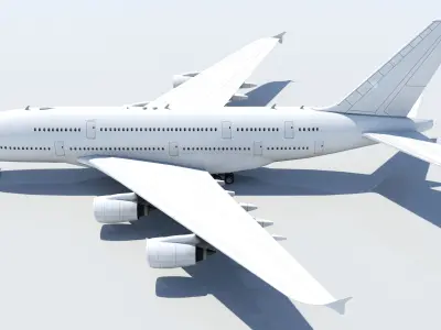 A380 Double Deck Wide-Body Airliner Static Blank Low-poly 3D model