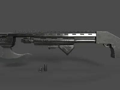 Realistic Axegun gun with axe 3D model