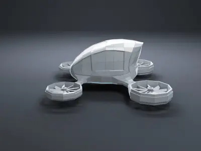LowPoly Flying Drone Car Low-poly 3D model
