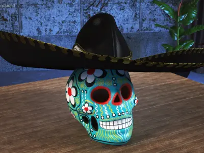 Mariachi Calavera Cielo Alegre 3D model