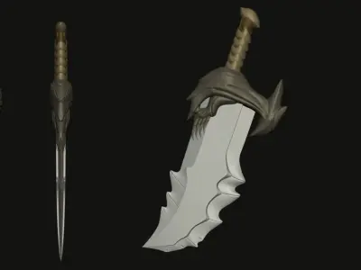 Blades of Chaos  Sword Low-poly 3D model
