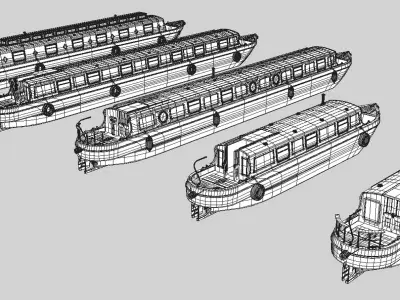 English Canal Boats 3D model