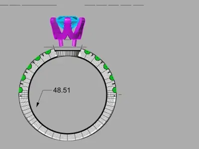 2 part engagement ring 3D print model