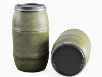 Dirty Plastic Barrel 04 Low-poly 3D model