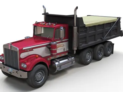 Kenworth W900A dump truck Low-poly 3D model