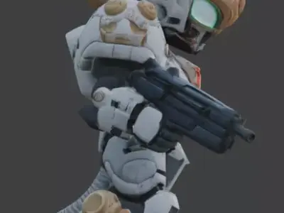 Aesthetic Heavy Combat Chibi 3D Model Low-poly 3D model