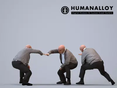 00101Erik006 - Senior Caucasian man crouching in office wearing 3D model