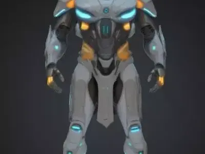 Futuristic Cyberpunk Warrior 3D Character Model Game Ready 3D model