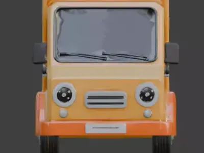 Yellow Cartoon Delivery Van 3D Model Low-poly 3D model by Choco-Bear