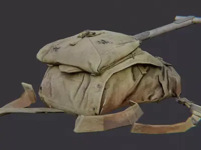 US 1928 haversack with shovel Low-poly 3D model