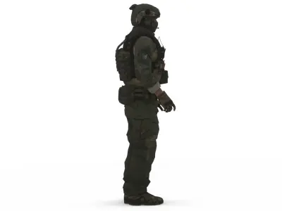 Elite Covert Ops Soldier Realistic Rigged 3D Character Model Low-poly 3D model