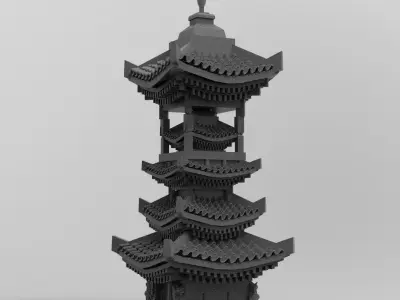 Stylized Chinese tower 5  3D model