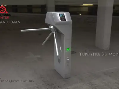 Turnstile 3D model turntable with handle Low-poly 3D model