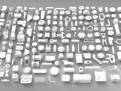 Kitbash-2 group of plastic parts 3D model