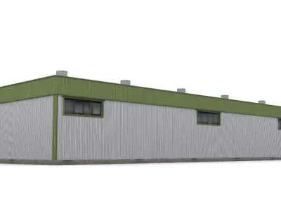 Garage industrial building Low-poly 3D model