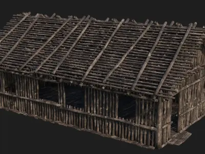 Old Wooden House 4K Textures GameReady 145 Low-poly 3D model