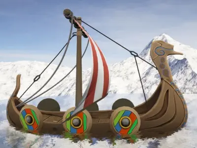 Viking Ship Stylized Low-poly 3D model