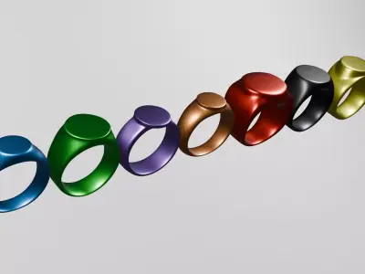 8 Power Rings Set - Lantern Corps Style 3D Print Ready Low-poly 3D model