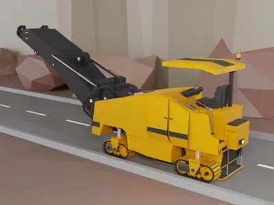 Cold Planer Heavy Vehicle Low-poly 3D model