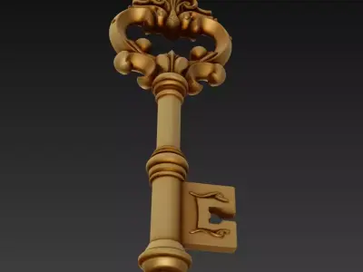 Antique Baroque Key - Royal Relic Sculpture 3D Model 3D print model