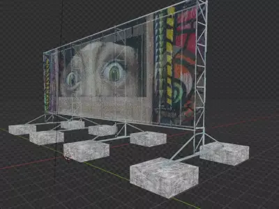 Billboard Set  Outdoor Advertising Structures 5 Models 3D model