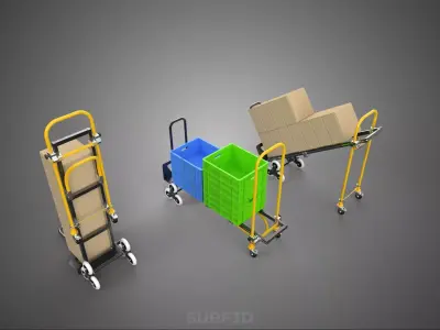 3 IN 1 STAIR CLIMBER CONVERTIBLE HAND TRUCK BOX CARDBOARD CRATE 3D model