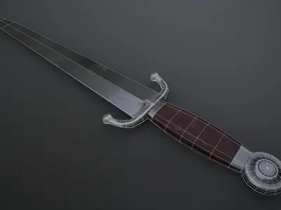 Cinquedea Dagger Low-poly 3D model