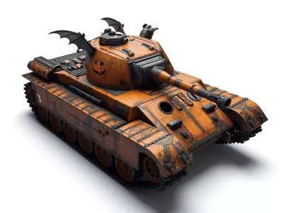 Halloween JackOLantern Tank 3D Model Weathered War Machine Low-poly 3D model