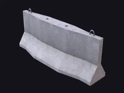 Traffic Concrete Barrier Game Ready PBR Low-poly 3D model