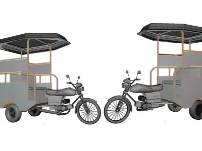 Chingchi Traditional Motorcycle Rickshaw  Free 3D model