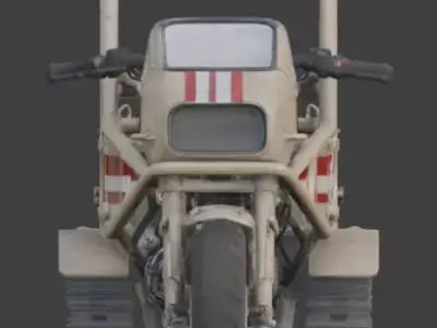 Hard Sci-Fi Half-Track Motorcycle 3D Model Low-poly 3D model