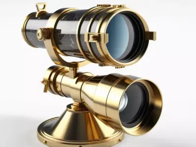 Polished Brass Telescope with Cracked Lens 3D model