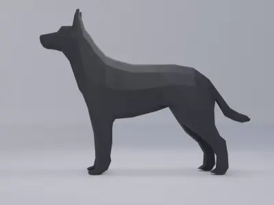 Polygonal dog Low-poly 3D model
